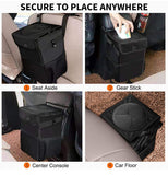 Pecham Car Trash Can with Lid, 3 Gallons Leak-Proof Hanging Garbage Bag Organizer, Waterproof Auto Storage Container, Oxford Cloth Trash Bin for Car