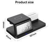 INSMART Alarm Clock with Wireless Charger,6 in 1 Wireless Charging Station, Magnetic Charger with Night Light Bedside Clock for iPhone,Apple Watch,Airpods