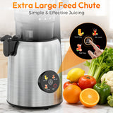 INSMART Cold Press Juicer,Juicer Machines with 5.4" Large Feed Chute,300w Slow Juicer Machines Fit Whole Vegetables and Fruits,Touchscreen Slow Masticating Juicer with 4 Mode(With Cleaning Function)