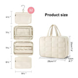 INSMART 4 Folding Toiletry Bag for Women & Men - Hanging Travel Organizer with 4 Compartments,Water-Resistant Cosmetic Bag,Compact for Shampoo,Makeup,Essentials(White)
