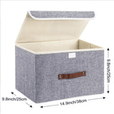 INSMART Collapsible Fabric Cube Storage Bin, 24L Storage Cubes with Lids,Gray,2 Pcs