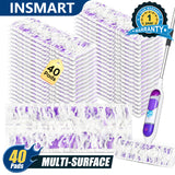 INSMART 40 Pcs PowerMop Multi-Surface Mopping Pad Refills,Disposable Microfiber Pads for Tile,Vinyl,Laminate,Hardwood Floors Cleaning
