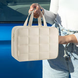 INSMART 4 Folding Toiletry Bag for Women & Men - Hanging Travel Organizer with 4 Compartments,Water-Resistant Cosmetic Bag,Compact for Shampoo,Makeup,Essentials(White)