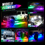 Pecham 12 Pods LED Rock Lights for Trucks, RGB LED Neon Lights Kit with APP Control Music Mode, Waterproof Multicolor Underglow Lights for Car, ATV, UTV, SUV, Truck