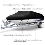 Pecham 17-19ft Waterproof Boat Cover, 210D Heavy Duty Trailerable Boat Cover for V-Hull Boat with 5 Straps, Black