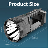 Pecham Rechargeable LED Spotlight Flashlight, 6000Lum Super Bright Handheld Searchlight, Waterproof Emergency Flashlight for Camping, Fishing, Hunting, Hiking, Patrol - Black