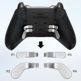 Pecham 17-in-1 Metal Replacement Parts Fit for Xbox One Elite Series 2 Controller, Thumbsticks Back Paddles Accessories for Xbox Elite Series 2/Series 2 Core Controller - Silver