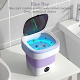 INSMART 12L Mini Portable Washing Machine,Foldable Washer with Spin-Dry Basket for Apartment,RV,Travel,Baby Clothes – Deep Clean,Quiet,Lightweight (Purple)