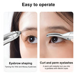 INSMART 2-in-1 Electric Eyebrow Trimmer & Eyelash Curler with Auto Soft Light, 20s Fast Heating, Type-C Fast Charging for Women, Black
