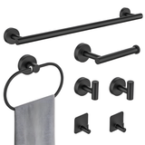 INSMART 7 PCS Bathroom Hardware Set,Black Stainless Steel Bathroom Tower Rack Set Wall Mounted,Includ Towel Bar, Towel Ring Towel Hook and Toilet Paper Holder