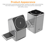 INSMART 3-in-1 Cube Wireless Charger,180° Auto-Rotate Wireless Charging Station for iPhone, iWatch, AirPods,15W Fast Magnetic Charger Stand with LED Light & Safety Protection,Silver