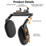 Pecham Car Headrest Pillow, 4-Way Adjustable Car Seat Headrest Pillow with Hook, Thickened Memory Foam Headrest Both Side Sleeper Neck Pillow for Kids Adults, Travel Car Sleeping