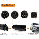 Pecham 16A/32A EV Charger Converter, EVSE Adapter Type1 J1772 to Type2 Electric Vehicle Charging Adapter Socket Plug