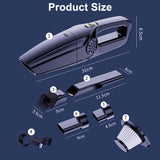 Pecham Cordless Car Vacuum, 8000Pa Portable Handheld Vacuum, 12V Mini Wet/Dry Hand Vacuum Cleaner for Home, Car and Pet Hair