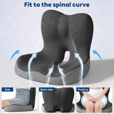 IBTORO Ergonomic Seat Cushion with Lumbar Support, Memory Foam Cushion for Office and Car Chair, Gray Two-Tone