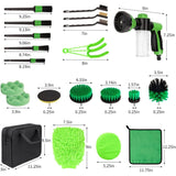 Pecham Car Detailing Brush Set,20PCS Drill Brush Set,Car Interior Detailing Kit & Car Wash Kit with Boar Hair Detail Brush and Cleaning Gel for Wheel,Dashboard,Air Vent,Leather and Exterior