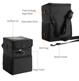 Pecham Car Trash Can with Lid, 3 Gallons Leak-Proof Hanging Garbage Bag Organizer, Waterproof Auto Storage Container, Oxford Cloth Trash Bin for Car