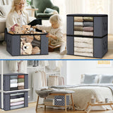 INSMART Clothes Storage Bags, Wardrobe Organizer and Storage, 4-Pack Clothes Storage Bins with Lid, 60L Foldable 3-Layer Fabric Storage for Clothes,Blankets,Bedding