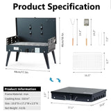 Pecham Portable Charcoal Grill, 17.3”x10.6”x18.1“Foldable Stainless Steel BBQ Grill Kit, Mini Tabletop Grill for Outdoor Camping, Patio and Picnic - Black
