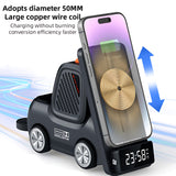 INSMART 3 in 1 Wireless Charging Station,with Digital Clock & Bluetooth Speaker for iPhone, iWatch, AirPods,Gray