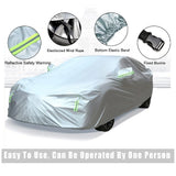 Pecham Car Cover Waterproof with Side Door Zipper All Weather Upgraded UV Protective Vehicle Cover-208*79*59 inch