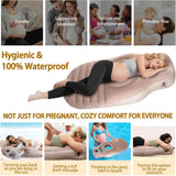 Pecham Inflatable Pregnancy Pillow with Electric Air Pump, Full Body Maternity Comfortable Airbed with Hole for Stomach Sleeping, Back Pain & Hip Pressure Relief - Brown