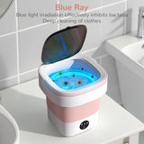 INSMART 12L Mini Portable Washing Machine,Foldable Washer with Spin-Dry Basket for Apartment,RV,Travel,Baby Clothes – Deep Clean,Quiet,Lightweight (Pink)