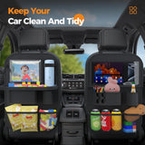 Pecham 2PCS Car Back Seat Tray Organizer, Foldable Table Tray Seat Back Protectors Kick Mats Travel Accessories, Backseat Storage Protector Kids Travel Accessories
