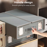 INSMART 8 Pack Bed Sheet Organizers and Storage with Window,Gray Linen Foldable Storage Boxes,Breathable & Stackable for Closet Bedding Blankets