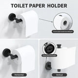 INSMART Bathroom Hardware Set,7 Pieces Wall-Mounted Bathroom Towel Rack Accessories Set,Includes 16" Towel Bar,Toilet Paper Holder,Towel Ring,Robe Hook,Matte Black & Stainless Steel