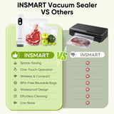 INSMART Vacuum Sealer for Food,Food Sealer Vacuum Sealer with Digital Display,Powerful Handheld Vacuum Sealer Machine,Visible Water Tank with Hose, Seal Food 6X Fresh Longer, Portable & Wireless