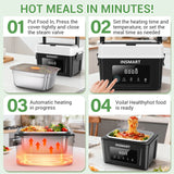 INSMART 6.3-Cup Cordless Electric Lunch Box for Adults, Heated Lunch Box for Men with Scheduled Heating, Portable Car Food Warmer with Utensils, Two-Tier Bag,Dishwasher Safe,Removable Divider（Black）