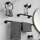INSMART 7 PCS Bathroom Hardware Set,Black Stainless Steel Bathroom Tower Rack Set Wall Mounted,Includ Towel Bar, Towel Ring Towel Hook and Toilet Paper Holder