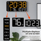 INSMART 8.7" Digital Wall Clock with Voice Control,Five Levels of Adjustable Brightness,Dual Alarm,Temperature & Date Display,Auto-Dimming,12/24 hour Switching – Ideal for Home,Office,Bedroom (White)
