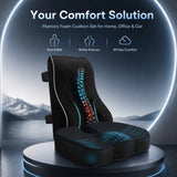 IBTORO Lumbar Support Pillow and Seat Cushion Set for Office Chair Car