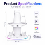 Pecham Charging Dock Fit for Meta Quest 3/3S/2, RGB VR Headset Holder Stand & Controller Mount - White