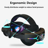 PECHAM RGB Battery Head Strap Fit for Meta/Oculus Quest 3/3S, 12000mAh Adjustable VR Headset Elite Strap for Enhanced Comfort and Play Time - Black