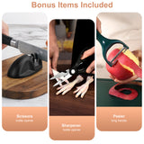 INSMART 17 Piece Kitchen Knife Set,Knife Set with Sharpener,Teflon Non-Stick Coating Kitchen Cutlery,No Rust,Super Sharp,Include Chef,Bread,Steak,Knives