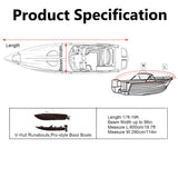Pecham 17-19ft Waterproof Boat Cover, 210D Heavy Duty Trailerable Boat Cover for V-Hull Boat with 5 Straps, Black