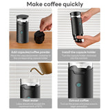 INSMART Portable Espresso Maker,Espresso Machine with 2000mAh Battery,Self-Heating Mini Coffee Machine for Camping Travel Office Home,15Bar,Ideal for Car, Office,Capsule Dual-Use
