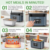 INSMART 6.3-Cup Cordless Electric Lunch Box for Adults, Heated Lunch Box for Men with Scheduled Heating, Portable Car Food Warmer with Utensils, 4D Closed-Loop Heating with No Cold Spots(Blue)