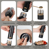 INSMART Electric Salt and Pepper Grinder Set,2 PCS Adjustable Coarseness Mill Grinders for Kitchen Camping BBQ,USB Rechargeable,Black