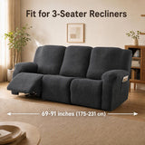 IBTORO 3 Seater Recliner Cover Stretch Slipcover, Dark Gray for Sofa