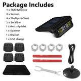Pecham TPMS Tire Pressure Monitoring System, Universal Solar Power Car Tire Pressure Monitor System with 4 External Sensors, LCD Display, Multiple Alarms