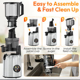 INSMART Cold Press Juicer,Juicer Machines with 5.4" Large Feed Chute,300w Slow Juicer Machines Fit Whole Vegetables and Fruits,Touchscreen Slow Masticating Juicer with 4 Mode(With Cleaning Function)