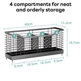 INSMART Utensil Holder for Kitchen Counter,Extra Large Metal Cooking Utensil Organizer with 4 Compartments & Metal Base for Spoons, Spatulas,and Cooking Tools（Black）