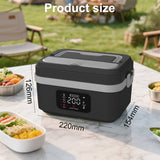 INSMART Cordless Electric Lunch Box for Adults,60W Stainless Steel Self-Heating Lunch Box,1L Portable Food Warmer with Rechargeable 8000mAh Battery & 6-Temp Control for Office,Picnic,Car&Outdoor Use