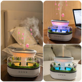 INSMART Forest Raindrop Humidifier with 7-Color Mood Light & Natural White Noise - 250ml Ultrasonic Aroma Diffuser,Forest Landscape Design, Non-Slip Base for Home,Bedroom,Nursery (White)