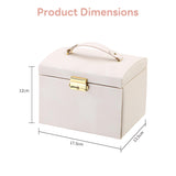 INSMART Jewelry Box, 3 Layer Leather Jewelry Organizer Boxes for Women Girls, Multi-Function Holder Drawers with Mirror, Jewelry Storage Case for Rings Earrings Necklaces Bracelets