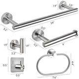 INSMART 7 PCS Bathroom Hardware Set,Silver Stainless Steel Bathroom Tower Rack Set Wall Mounted,Includ Towel Bar, Towel Ring Towel Hook and Toilet Paper Holder
